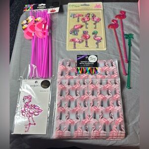 5 pc NEW Flamingo-Themed Party Supplies Set - Pink